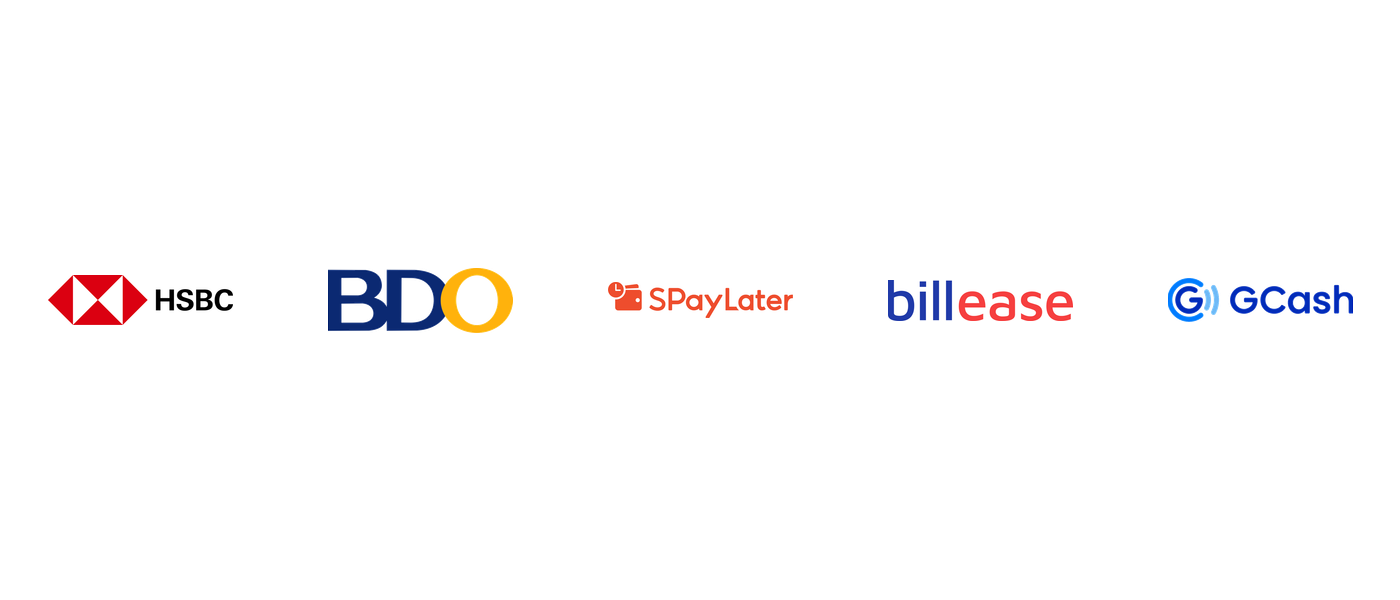 HSBC, BDO, SPayLater, BillEase and GCash logos for console payment options