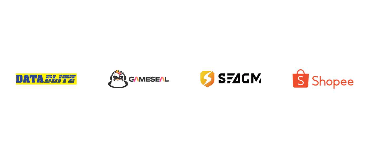 DataBlitz, Gameseal, SEAGM and Shopee logos for building a game library