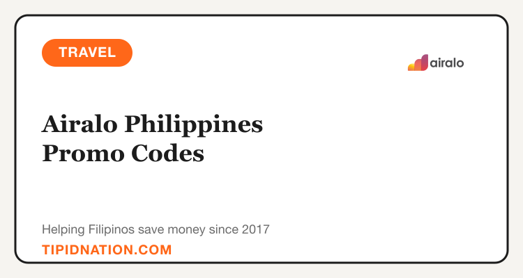 Airalo Philippines promo codes and verified discount vouchers: September 2026 deals updated weekly by TipidNation