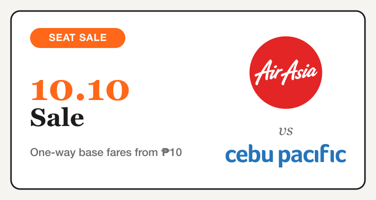 AirAsia and Cebu Pacific logos for the 10.10 Sale Philippines seat sale