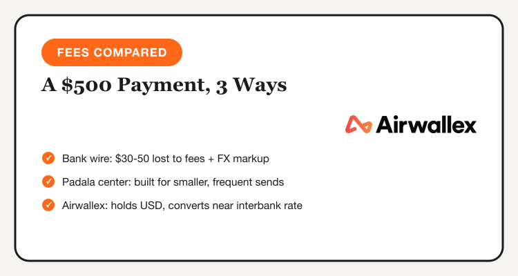 Bank wire fees compared to Airwallex for OFWs and freelancers receiving USD