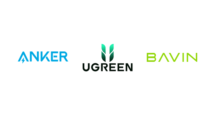 Anker, UGREEN, and Bavin logos