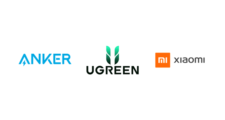 Anker, UGREEN, and Xiaomi logos