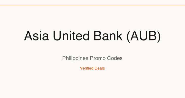 Asia United Bank Philippines promo codes and verified discount vouchers — June 2026 deals updated weekly by TipidNation