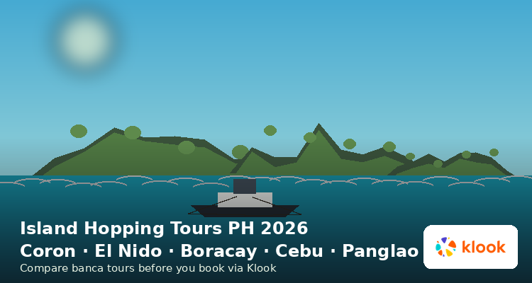 Banca boat island hopping tour through Philippine limestone islands, bookable on Klook