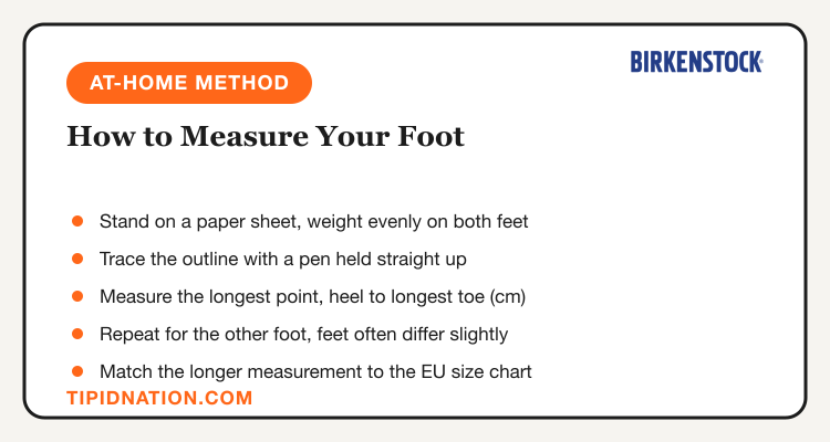 How to measure your foot at home for Birkenstock sizing