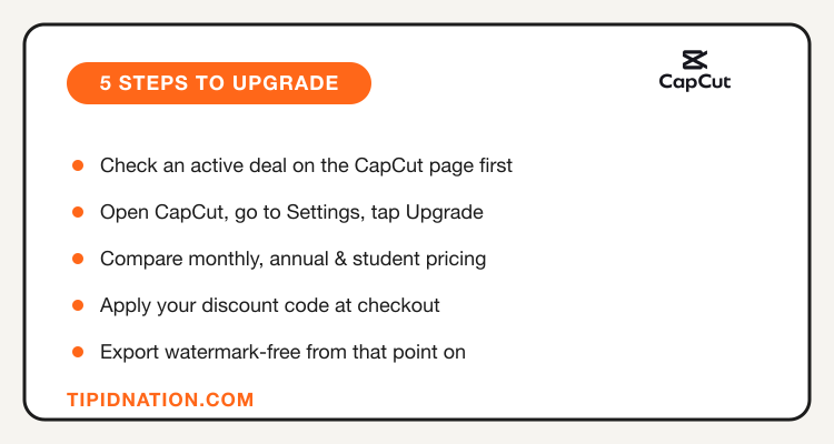 5-step guide to upgrading to CapCut Pro and saving with a discount code