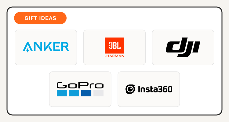 Anker, JBL, DJI, GoPro, and Insta360 logos