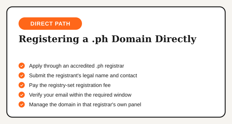 Five steps for registering a .ph domain directly through an accredited registrar