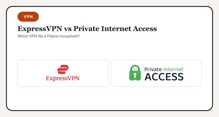 ExpressVPN and Private Internet Access logos side by side for a Philippines VPN comparison