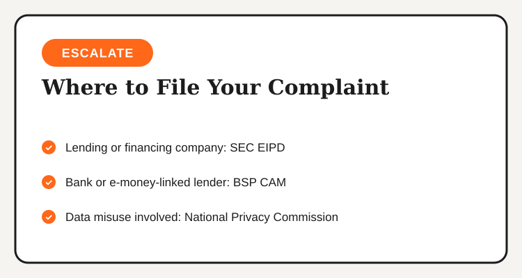 Where to file a hidden loan fee complaint in the Philippines