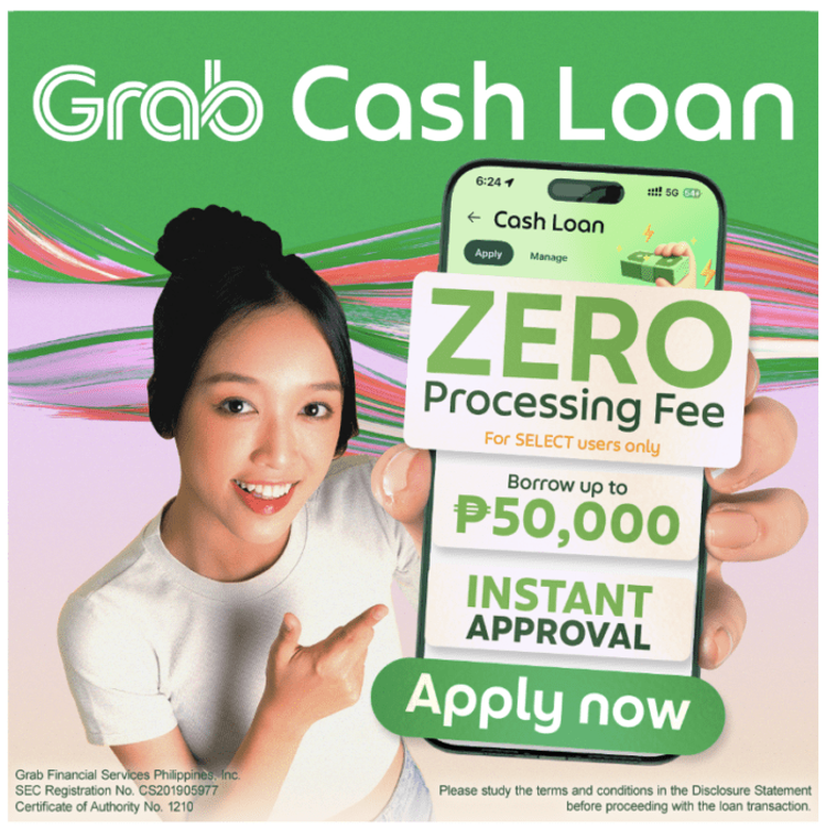 Grab Cash Loan: zero processing fee, borrow up to ₱50,000, instant approval