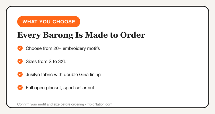 What you can personalize when ordering a Hinabi.ph Custom Barong