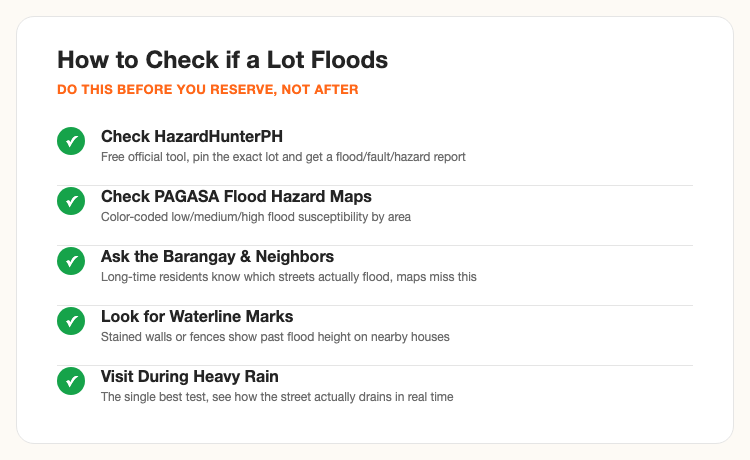 Checklist for how to check if a house and lot floods in the Philippines