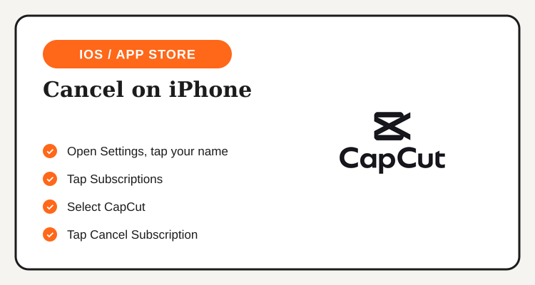 Steps to cancel CapCut Pro subscription on iPhone through Apple ID settings