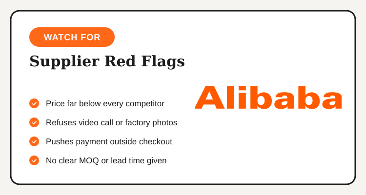 Red flags to watch for when vetting an Alibaba supplier before paying