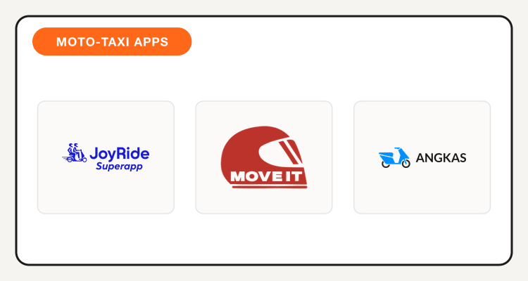 JoyRide, Move It, and Angkas logos, the three motorcycle taxi apps compared in this guide