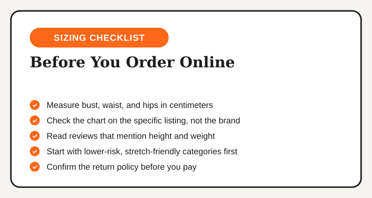 Sizing checklist to follow before ordering from Love, Bonito, Zalora, or SHEIN