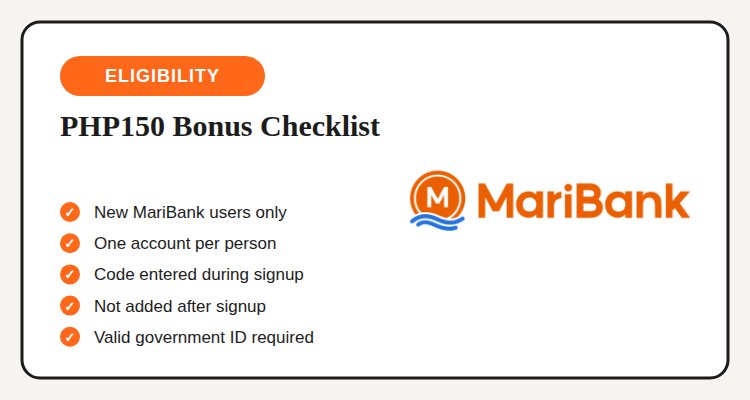 MariBank ₱150 referral bonus eligibility checklist