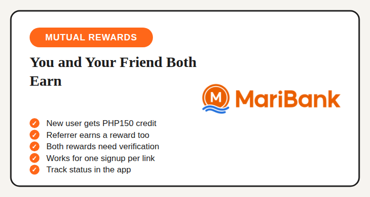 MariBank referral rewards: new user and referrer both earn