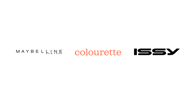 Maybelline, Colourette, and Issy logos