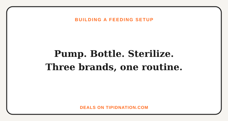 Building a complete baby feeding setup with pump, bottle, and sterilizer