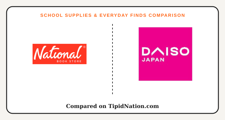 National Book Store vs Daiso school supplies comparison