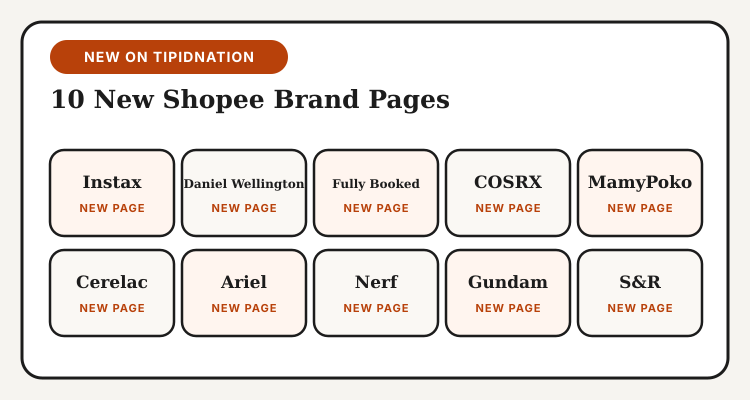 Ten new Shopee brand pages on TipidNation