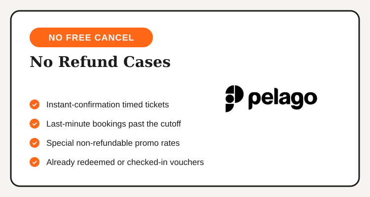 Pelago booking types that usually have no free cancellation
