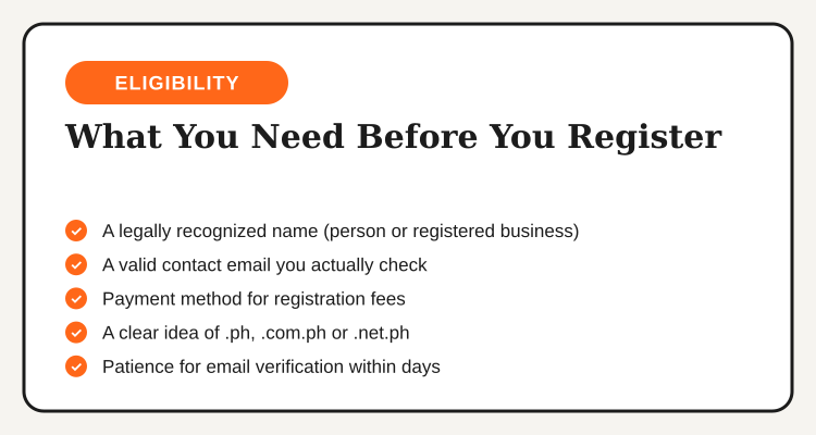 Checklist of what you need before registering a .ph domain