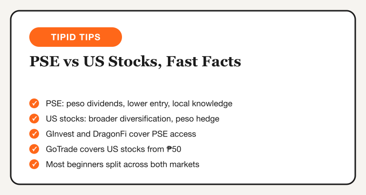 PSE stocks vs US stocks, quick facts for Filipino investors