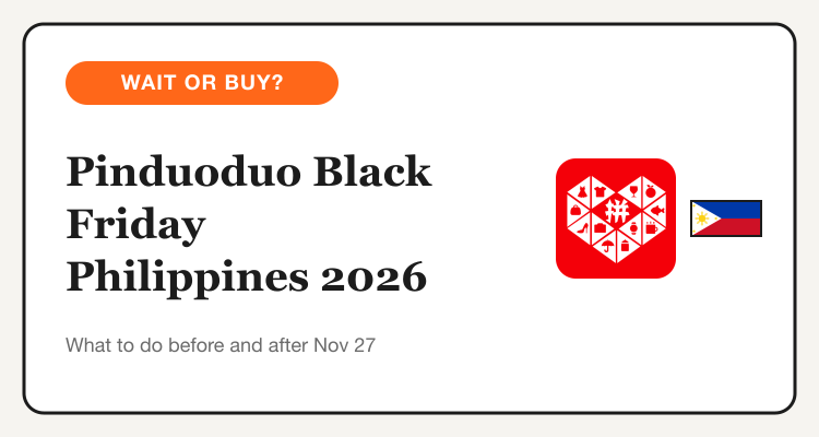 Pinduoduo Black Friday Philippines 2026 wait or buy guide with the Pinduoduo logo and Philippine flag
