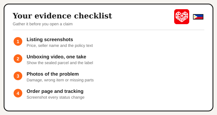 Pinduoduo refund evidence checklist with listing screenshots, unboxing video and order tracking