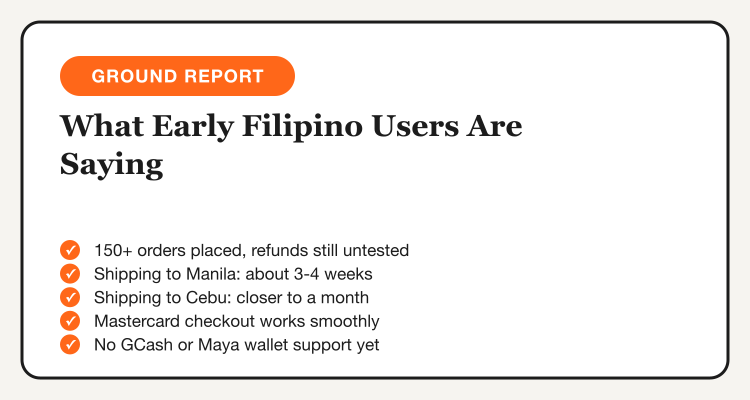 What early Filipino Pinduoduo users report: shipping times, payment, and refund track record