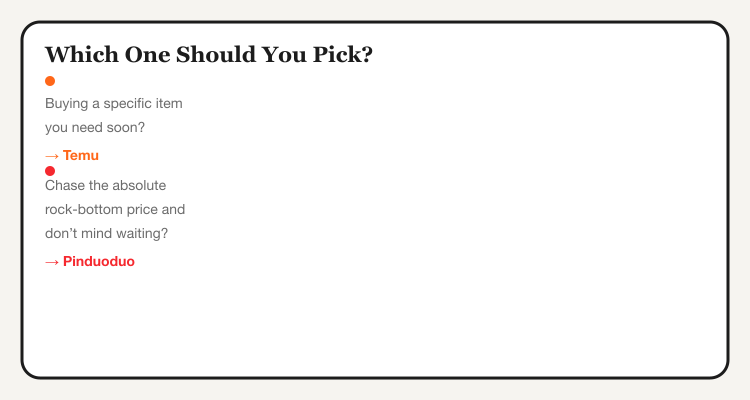 Which one should you pick: Temu or Pinduoduo