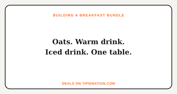 Building a complete Filipino breakfast bundle with oats, warm drink, and iced drink
