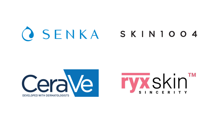 Senka, SKIN1004, CeraVe, and RyxSkin logos