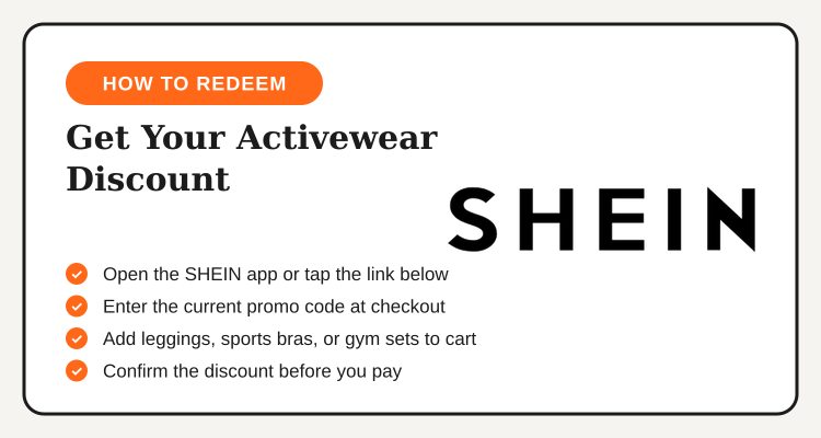 Steps to redeem the SHEIN activewear promo code in the Philippines