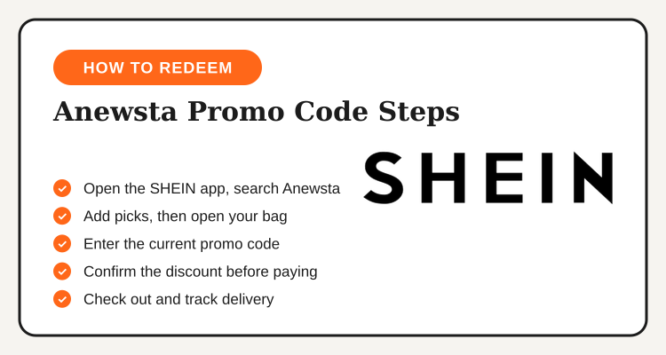How to redeem the Anewsta SHEIN promo code step by step