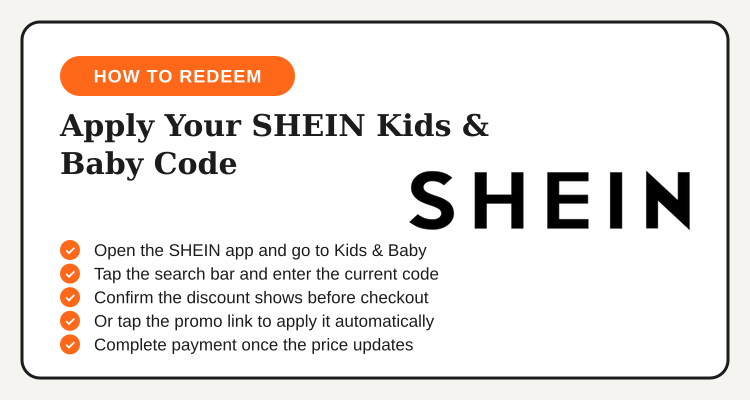 Steps to redeem the SHEIN Kids and Baby promo code in the Philippines