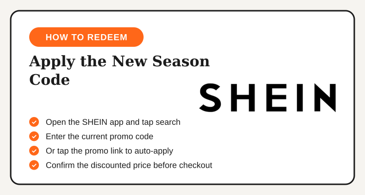How to redeem the SHEIN New Season promo code step by step