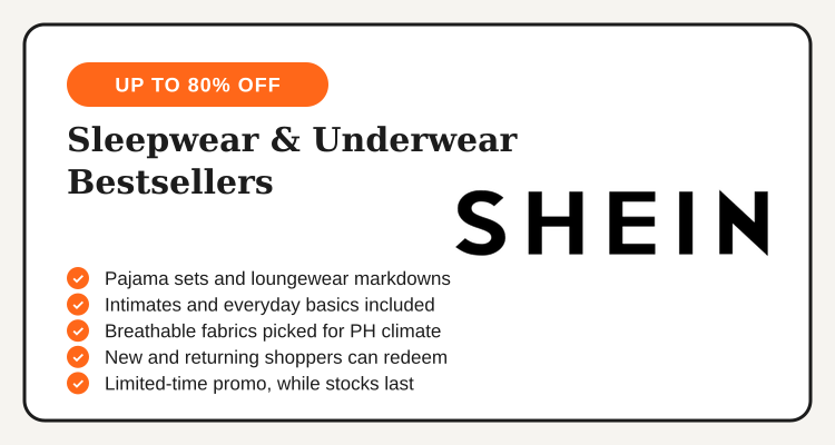 SHEIN Sleepwear and Underwear Bestsellers promo highlights, up to 80% off
