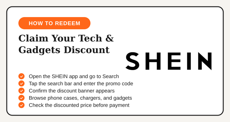 Steps to redeem the SHEIN tech and gadgets promo code in the Philippines