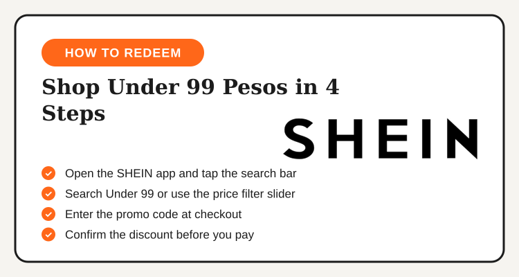 How to redeem the SHEIN Under 99 Pesos Philippines promo code in 4 steps