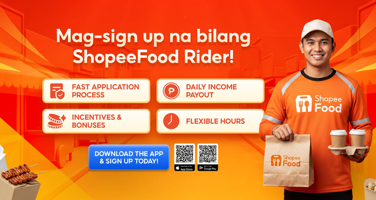 Mag-sign up na bilang ShopeeFood Rider: fast application, daily income payout, incentives and bonuses, flexible hours