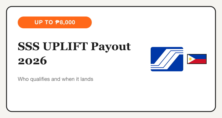 SSS UPLIFT payout 2026 guide with the SSS logo and Philippine flag