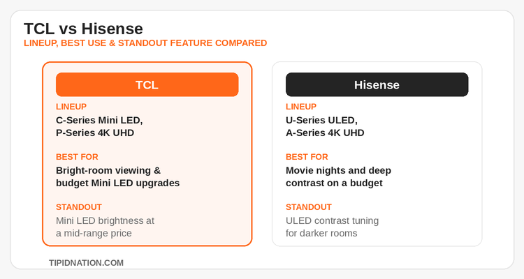TCL vs Hisense TV lineup and best use case comparison