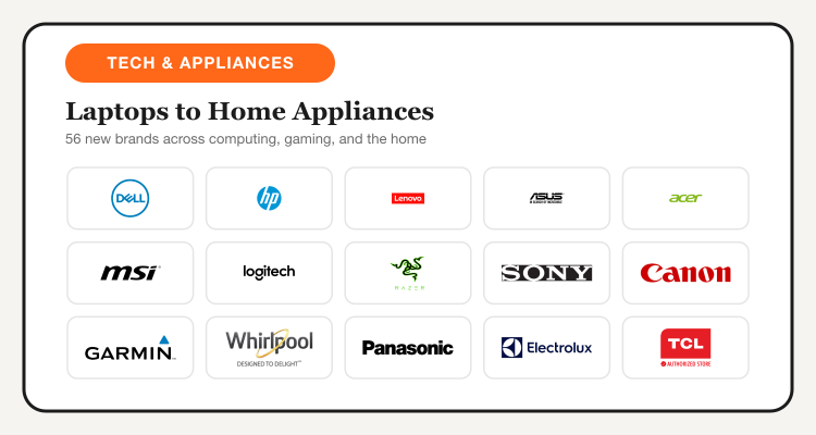 Tech and appliance brands added to TipidNation: Dell, HP, Lenovo, ASUS, Acer, Logitech, Razer, Whirlpool, Panasonic, and more